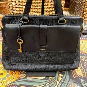 Fossil 1954 Kinley Black Pebbled Leather Shopper Bag